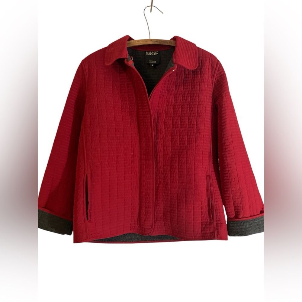 Hilary Radley Jacket Size S Quilted Red Fall Spring